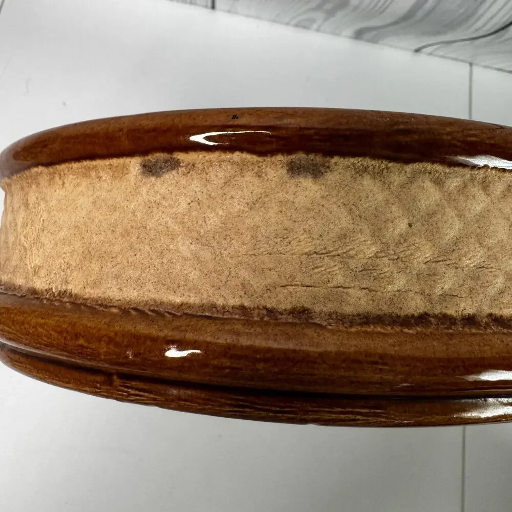 Vintage Haeger Pottery Brown Flat Round Dish Bowl #863 Textured USA 9 3/4